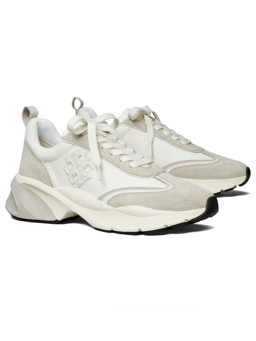 Tory Burch Good Luck Trainer in White / Fossil Stone Size 7.5